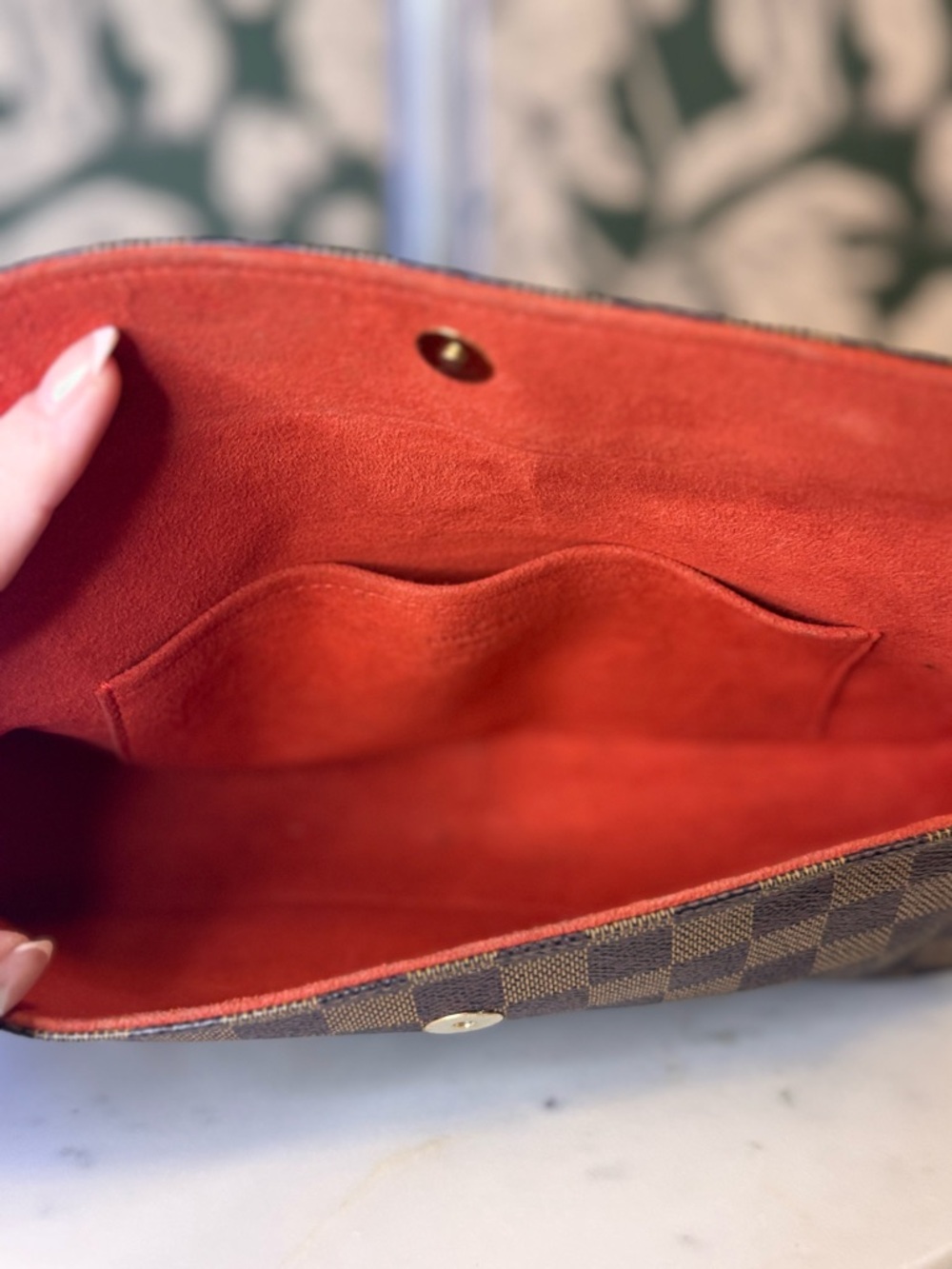 Louis Vuitton Authentic Damier Shoulder Bag with Red Trim and flap closure EUC - Picture 10 of 12